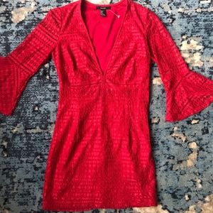 Forever21 Red Deep V Lace Dress